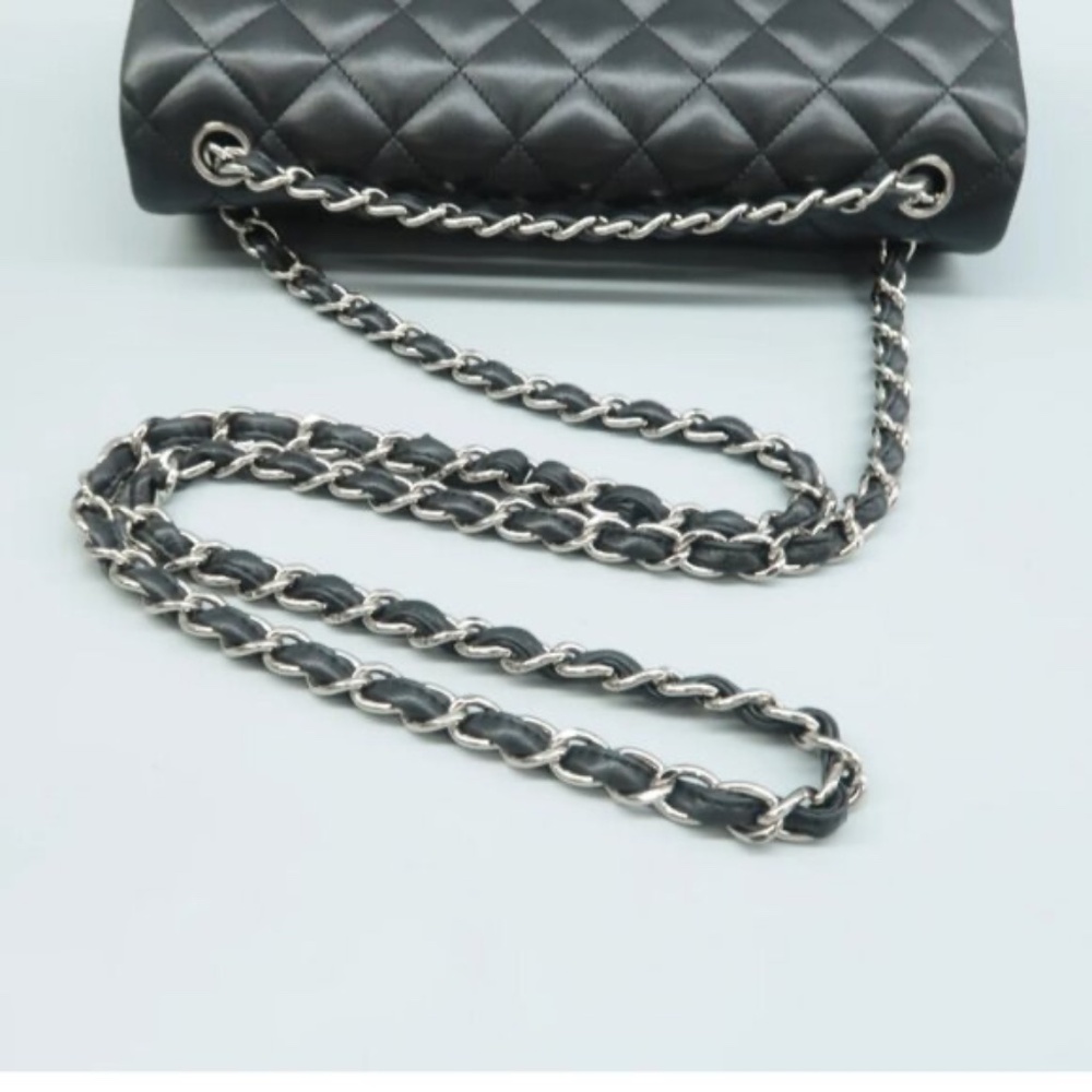 100% Authentic CHANEL CF Jumbo Black Leather Shoulder Bag - Picture 7 of 12